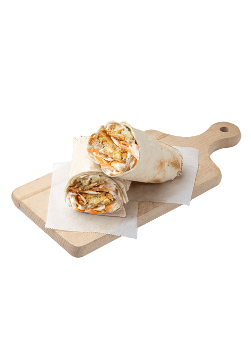 Arabic pita with falafel and coleslaw salad