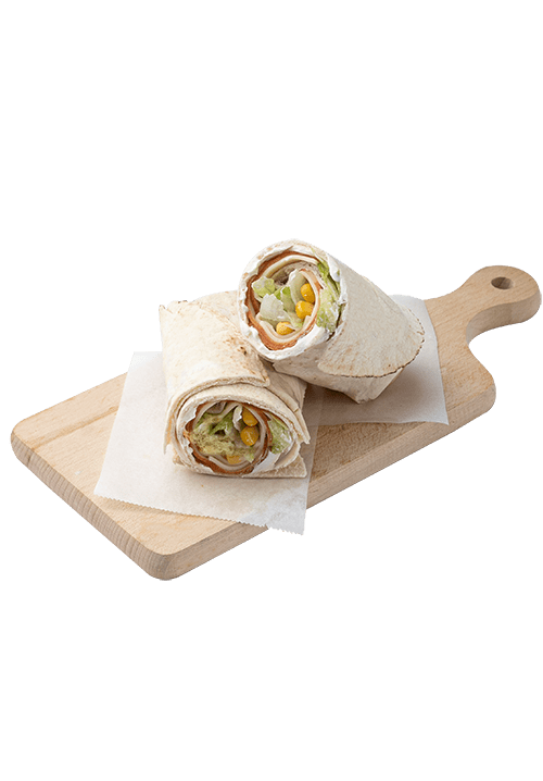 Arabic pita with turkey, iceberg and cream cheese