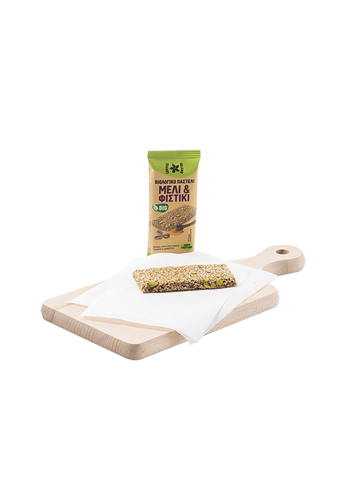 Bio sesame bar with honey and pistachio
