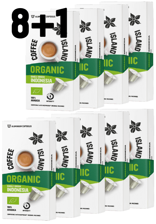 Bundle Κάψουλες Αλουμινίου Espresso Indonesia Organic (10 τεμ x 8 + 1 ΔΩΡΟ)