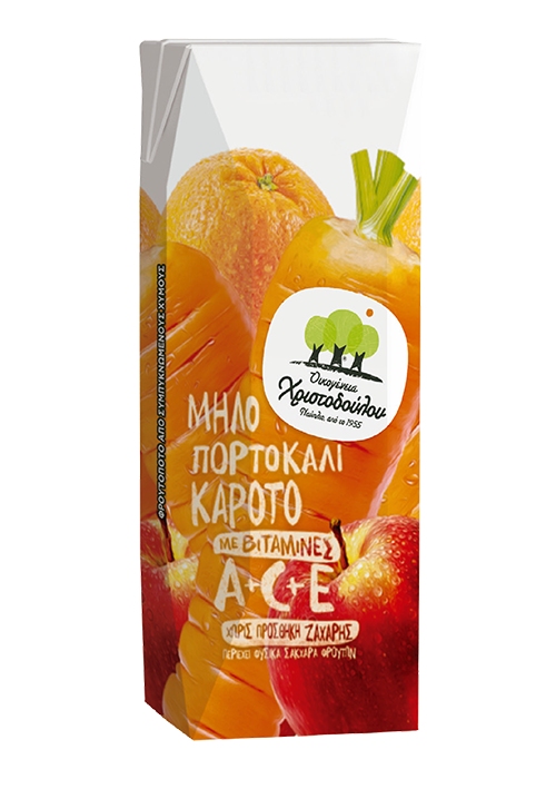 Χυμός Οικογένεια Χριστοδούλου Πορτοκάλι-Μήλο-Καρότο Χωρίς Προσθήκη Ζάχαρης 250ml