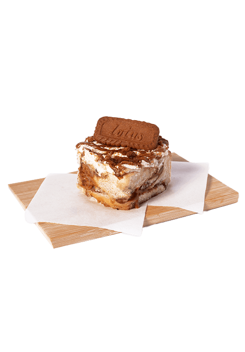Cinnamon roll with speculoos cream and lotus biscuit