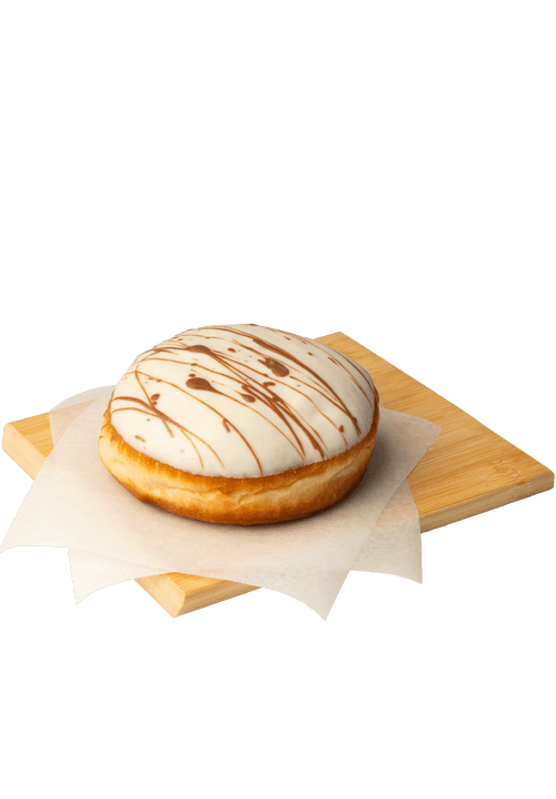 Donut λευκής σοκολάτας με γέμιση πραλίνας φουντουκιού