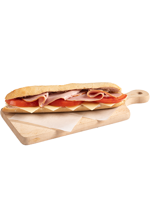 Λευκή μπαγκέτα με ζαμπόν