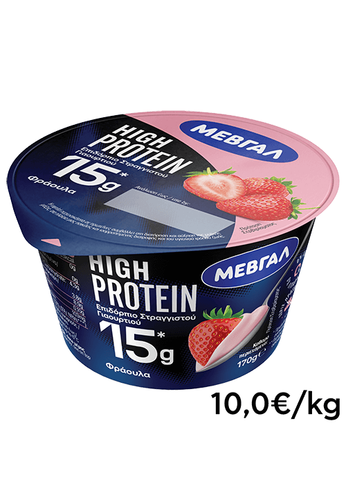 ΜΕΒΓΑΛ High Protein επιδόρπιο στραγγιστού γιαουρτιού φράουλα 170γρ