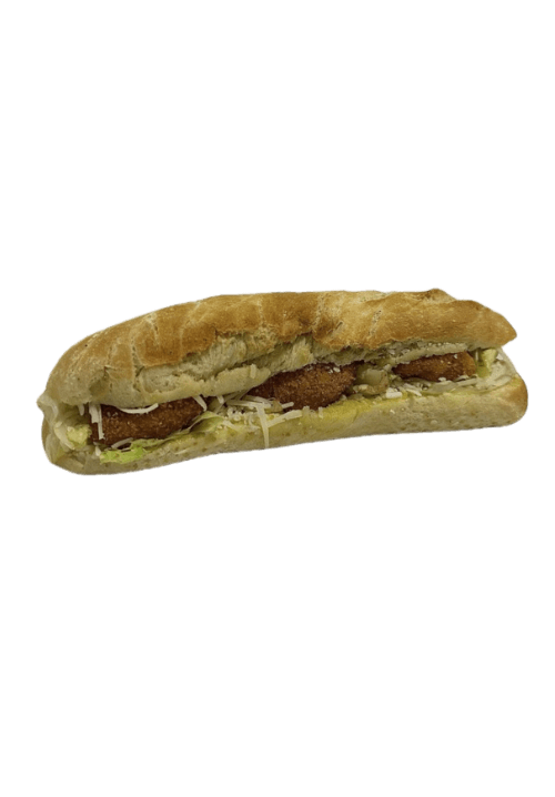 Μπαγκέτα λευκή κοτομπουκιάς iceberg,κεφαλοτύρι και ceasar sos