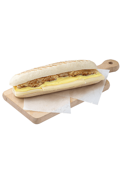 Panini with chicken, edam cheese and Caesars sauce