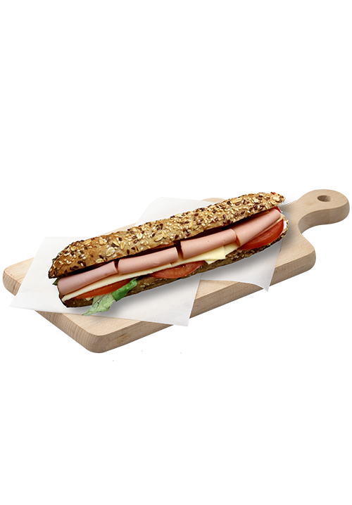 Πολύσπορη μπαγκέτα με καπνιστή γαλοπούλα, cream cheese και αγγούρι