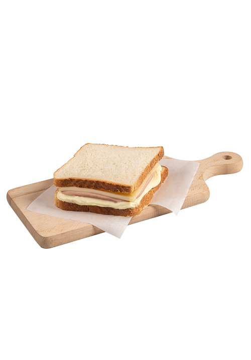 Sandwich with pork shoulder edam cheese and yellow sauce