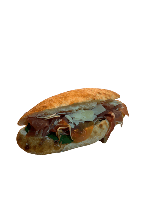 Σάντουιτς με μαγιονέζα, ρόκα, προσούτο και παρμεζάνα