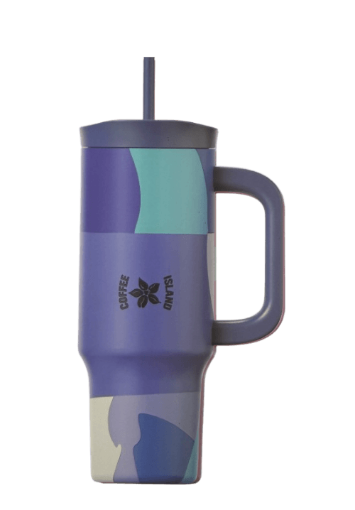 Θερμός ποτήρι με χερούλι και καλαμάκι purple rain 900ml