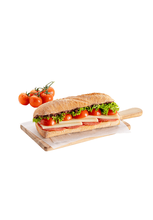 Τσιαπάτα με γραβιέρα, σαλάμι και σως με πάστα ελιάς