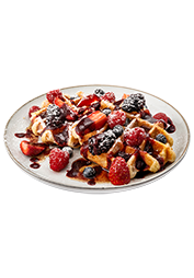 Waffle with Forest Fruits and Maple Syrup