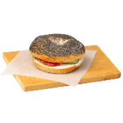 Bagel με παπαρουνόσπορο, με τυρί κρέμα, αέρος και αγγουράκι