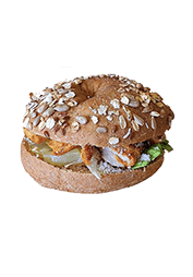 Bagel πολύσπορο με κοτόπουλο και sauce κάρυ