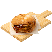 Burger with vegetable patty & barbecue sauce