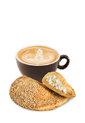 Cappuccino & Μελόπιτα με τυρί και σουσάμι