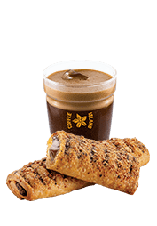 Espresso On the Rocks 12oz & Flute filled with Hazelnut Praline