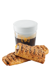 Cappuccino On the Rocks 12oz & Flute filled with Hazelnut Praline