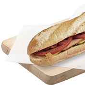 White baguette with smoked turkey