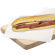 White baguette with air salami