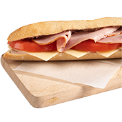 White baguette with ham