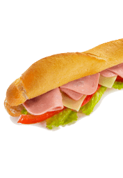 White baguette with ham