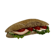 Whole-wheat baguette with turkey, manouri cheese, lettuce, cherry tomato, and Philadelphia cream cheese