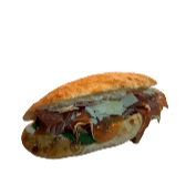 Sandwich with mayonnaise, arugula, prosciutto, and parmesan