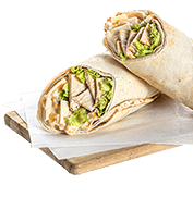 Tortilla with parmesan, chicken and vegetables