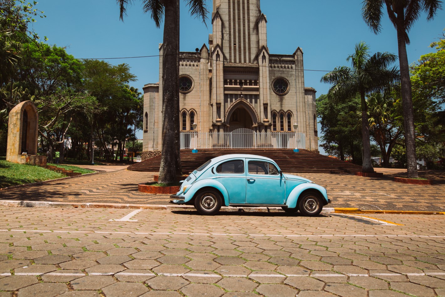 A beautiful vivid yellow church