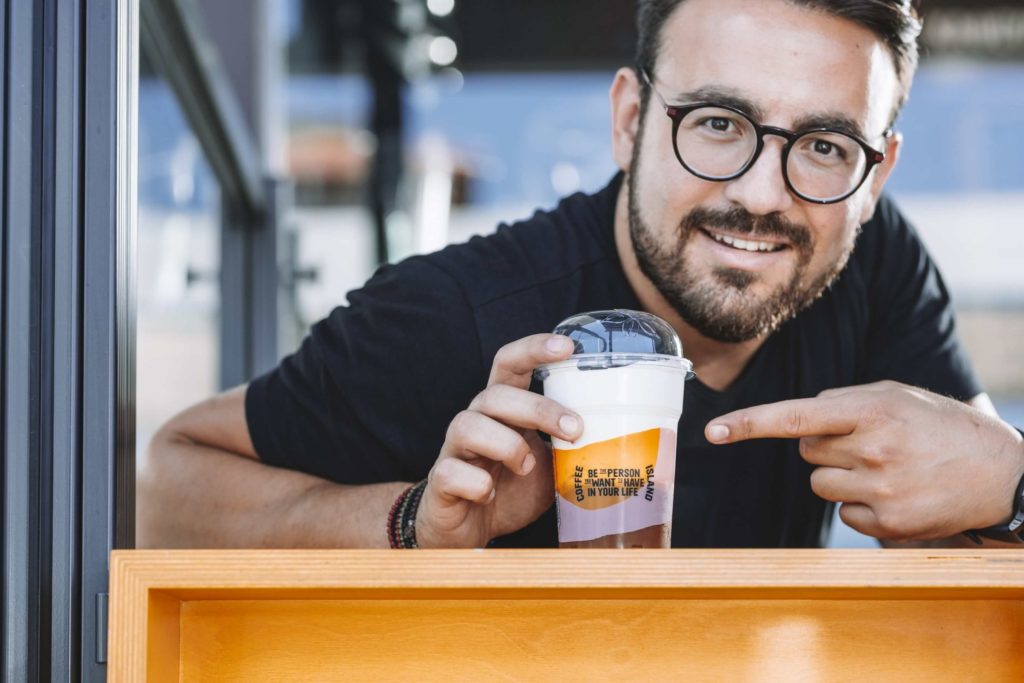 man drinking coffee