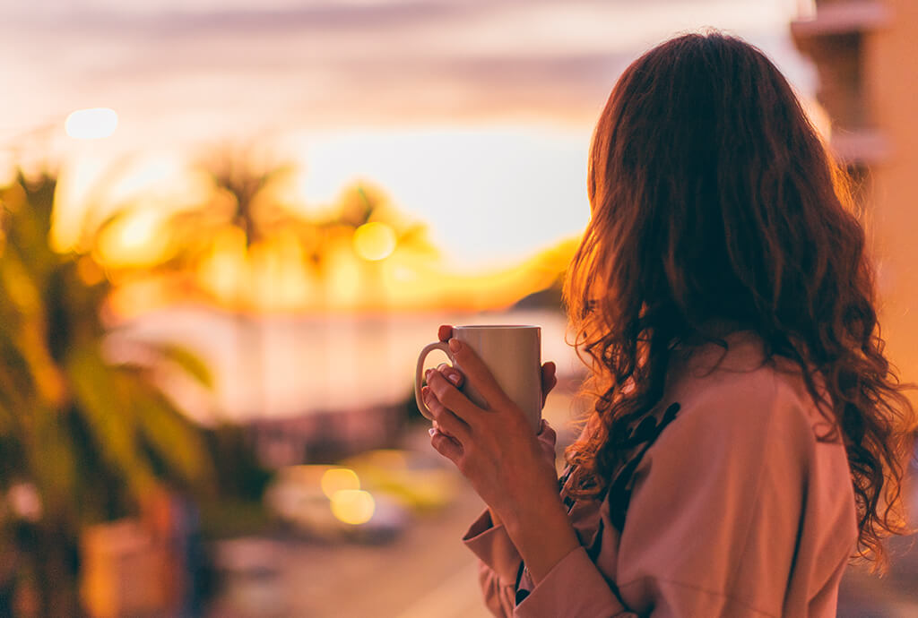 woman drinking afternoon coffee