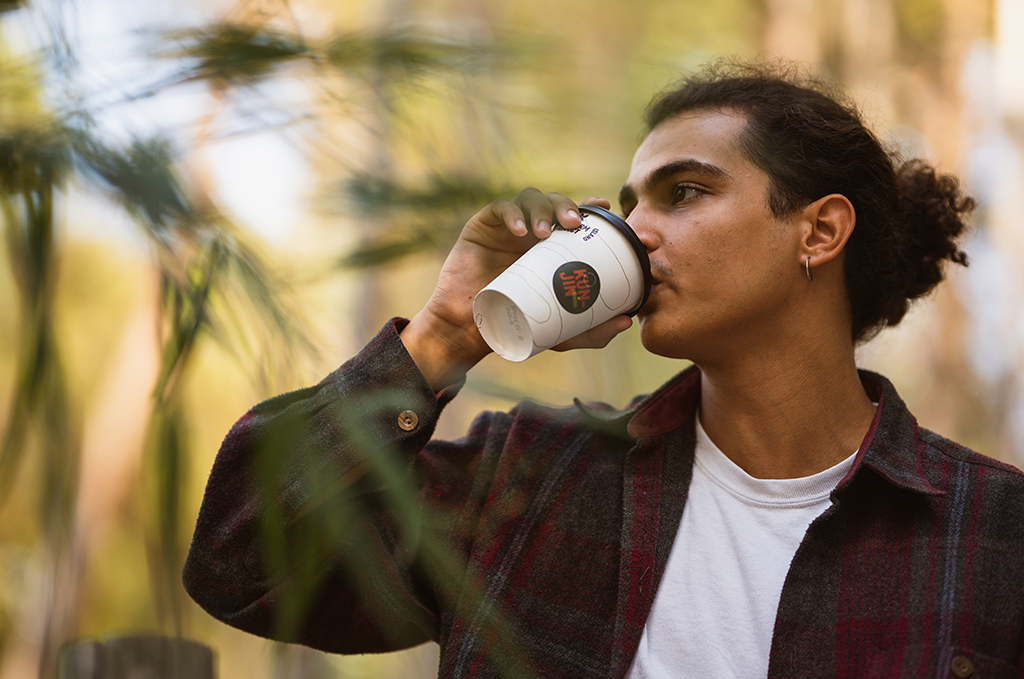 Man drinking coffee