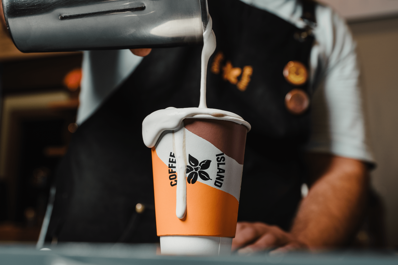 Barista making coffee